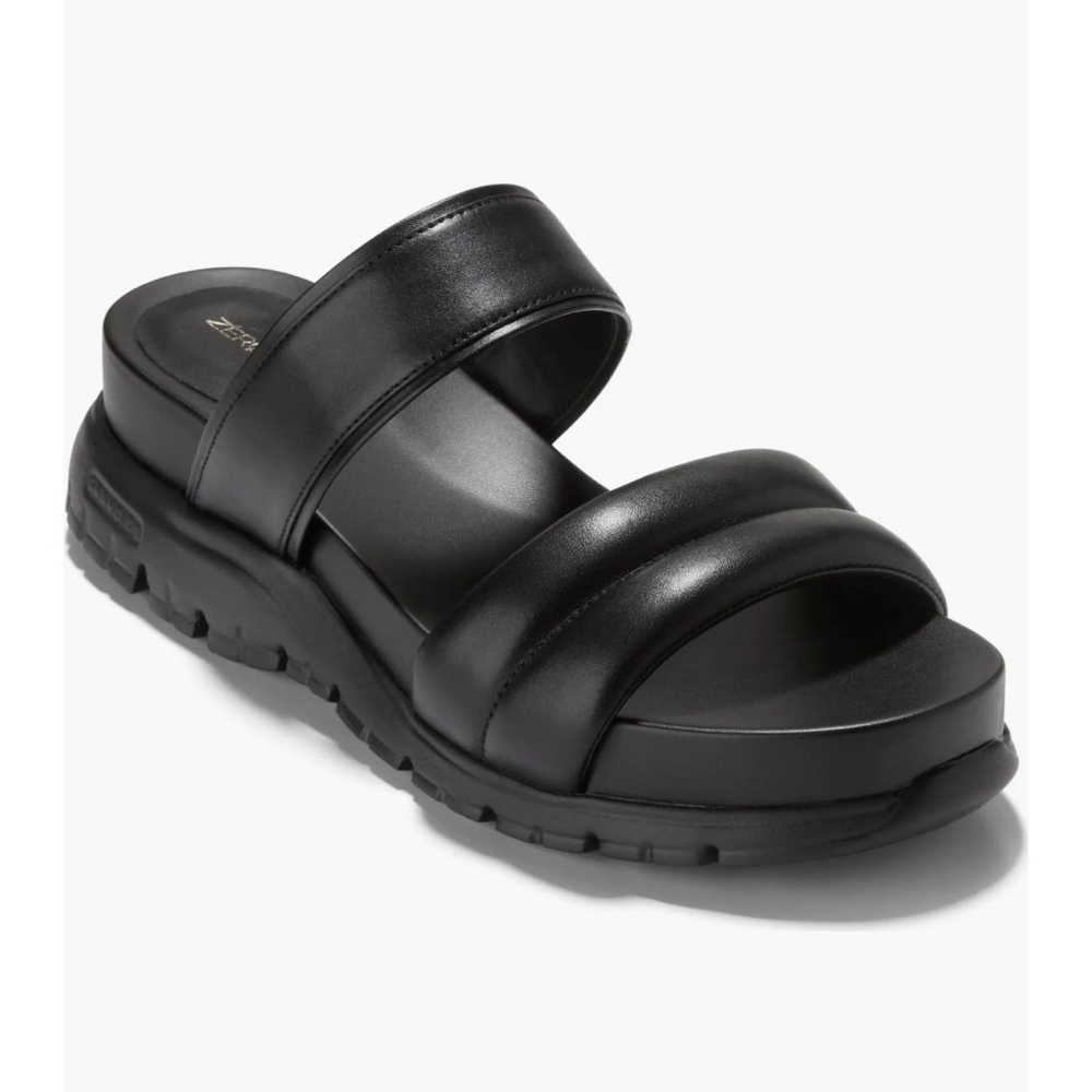 Cole Haan Zerogrand double band strap Women's Black Padded Slide platform Sandal